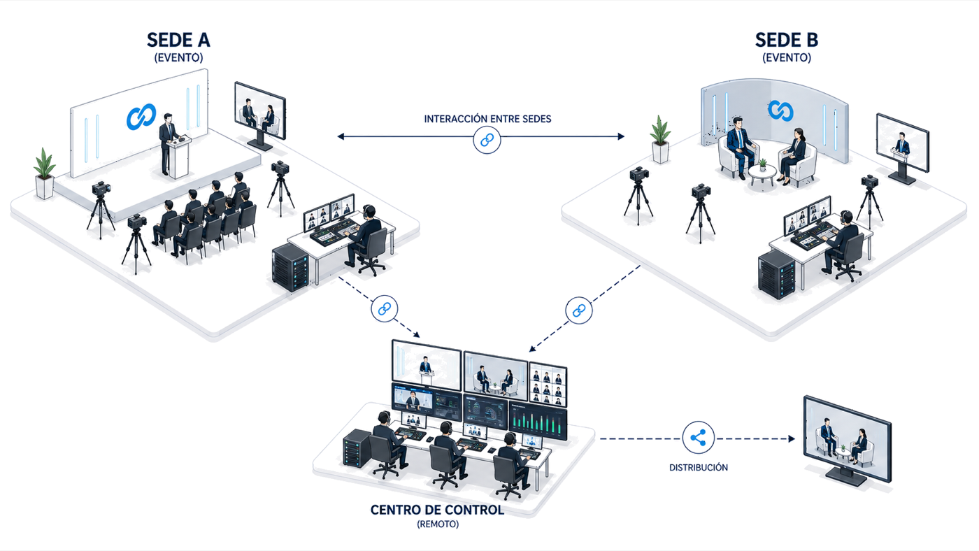 Esquema de producción de directo multi-sede